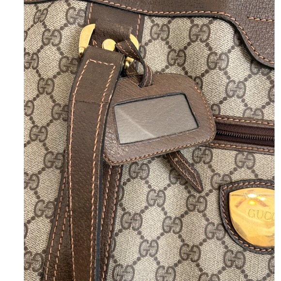 Gucci Vintage GG Supreme Boston Duffle Bag Brown Monogram Weekender Travel Bag - Picture 16 of 16